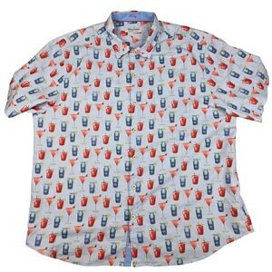 Tommy Bahama Mens Short Sleeve Aloha Button‎ Shirt 2XLB Tropical Cocktail Print